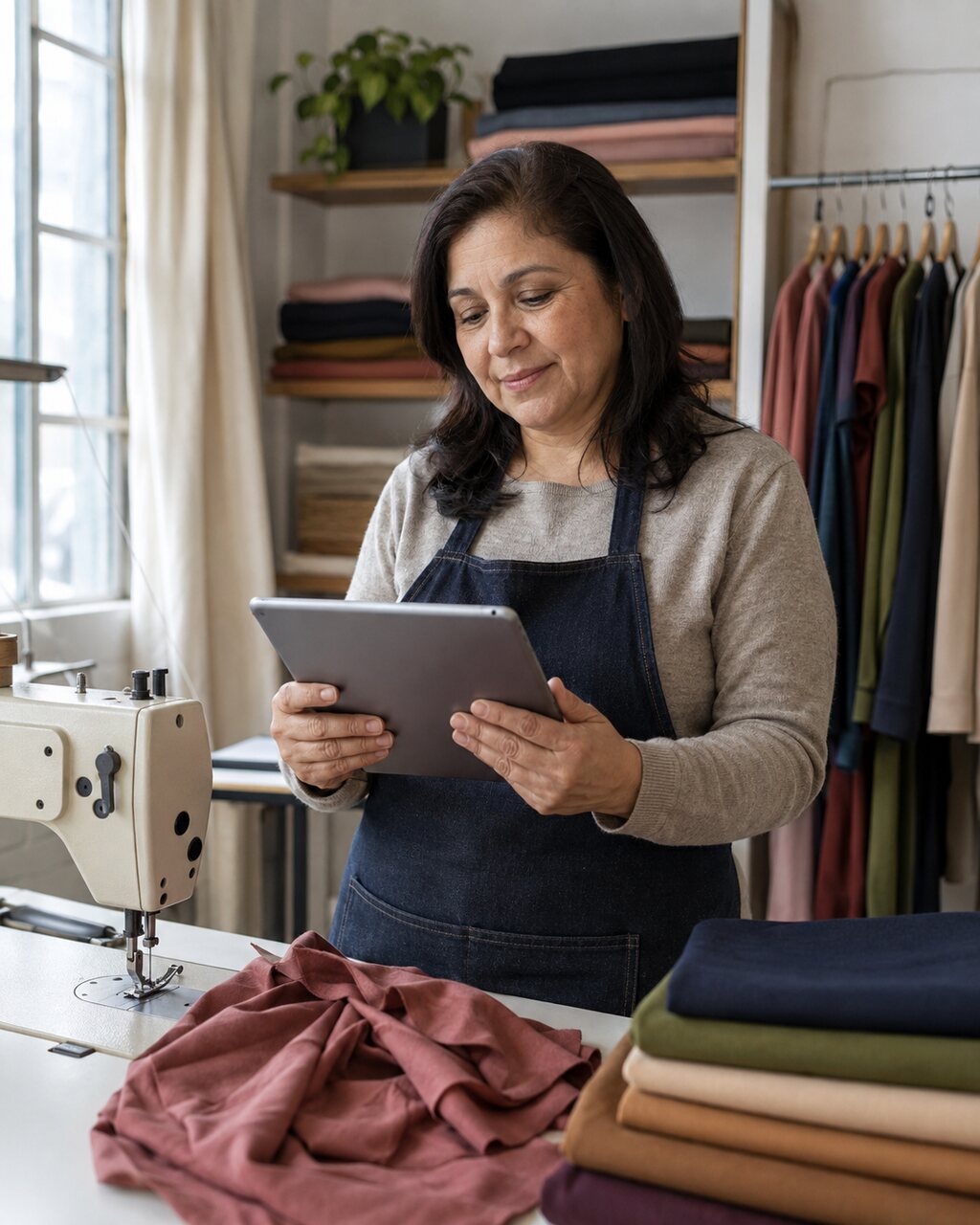 Emprendedores latinos de La Granja gestionando confección, mantención, alimentación y ventas por encargo con una oficina virtual