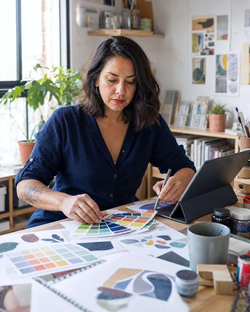 Emprendedores latinos de Macul gestionando diseño, fotografía, publicidad y producción de contenidos con una oficina virtual